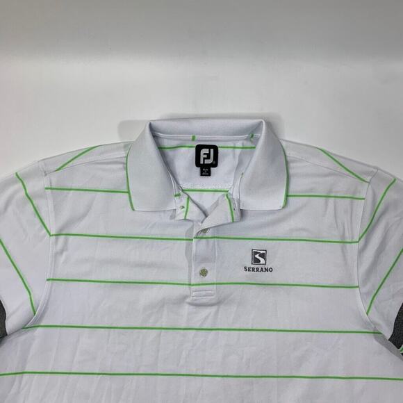 FootJoy Polo Shirt Mens XL Extra Large White Striped Performance Golf Serrano - Picture 3 of 13